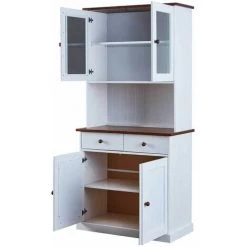 ALTOBUY SOCOA - Buffet Vaisselier 4 Portes 2 Tiroirs Bois Massif Vernis Sepia Et Blanc - Blanc -Buffet et enfilade Soldes 17851983 4