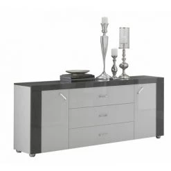 ALTOBUY LUNA - Buffet 2 Portes 3 Tiroirs - Gris