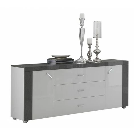 ALTOBUY LUNA - Buffet 2 Portes 3 Tiroirs - Gris 1 ALTOBUY LUNA - Buffet 2 Portes 3 Tiroirs - Gris