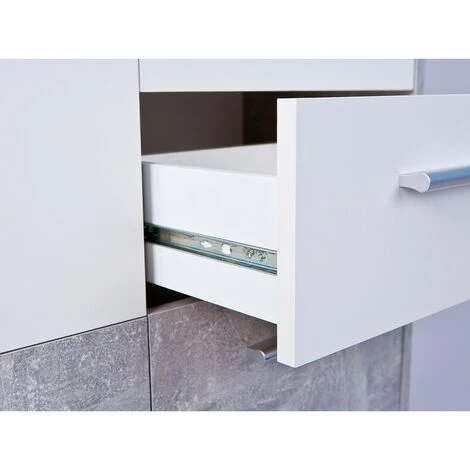 ALTOBUY MARRY - Meuble 3 Portes 2 Tiroirs Imitation Béton Et Blanc - Gris 4 ALTOBUY MARRY - Meuble 3 Portes 2 Tiroirs Imitation Béton Et Blanc - Gris – Image 4