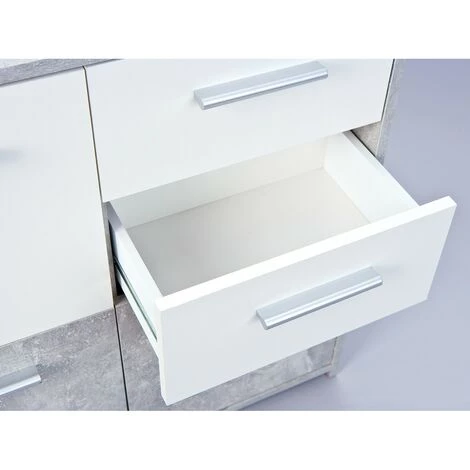 ALTOBUY MARRY - Meuble 3 Portes 2 Tiroirs Imitation Béton Et Blanc - Gris 5 ALTOBUY MARRY - Meuble 3 Portes 2 Tiroirs Imitation Béton Et Blanc - Gris – Image 5