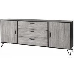 ALTOBUY ASCA - Buffet 2 Portes 3 Tiroirs 180cm - Gris