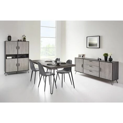 ALTOBUY ASCA - Buffet 2 Portes 3 Tiroirs 180cm - Gris 2 ALTOBUY ASCA - Buffet 2 Portes 3 Tiroirs 180cm - Gris – Image 2