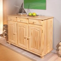 ALTOBUY STAN - Buffet 3 Portes 3 Tiroirs Bois Massif - Naturel -Buffet et enfilade Soldes 17853362 2