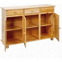 ALTOBUY STAN - Buffet 3 Portes 3 Tiroirs Bois Massif - Naturel -Buffet et enfilade Soldes 17853362 3