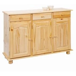 ALTOBUY STAN - Buffet 3 Portes 3 Tiroirs Bois Massif - Naturel -Buffet et enfilade Soldes 17853362 4