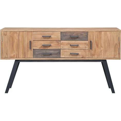 VidaXL Armoire Latérale 140 X 30 X 75 Cm Teck Solide - Brun 2 VidaXL Armoire Latérale 140 X 30 X 75 Cm Teck Solide - Brun – Image 2