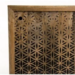 MACABANE IRENE - Buffet Bois Manguier Naturel 160x45cm 2 Portes Coulissantes 1 étagère Motifs Noirs Phuket - Naturel -Buffet et enfilade Soldes 17923299 4