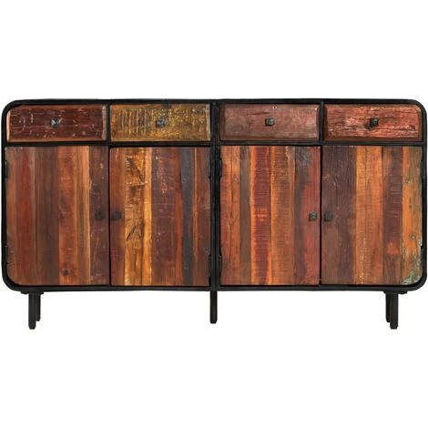 VidaXL Buffet Bois De Récupération Solide 140 X 35 X 76 Cm - Brun 4 VidaXL Buffet Bois De Récupération Solide 140 X 35 X 76 Cm - Brun – Image 4