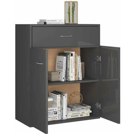 Buffet Aggloméré 60x30x75 Cm Gris Brillant VidaXL 5 Buffet Aggloméré 60x30x75 Cm Gris Brillant VidaXL – Image 5