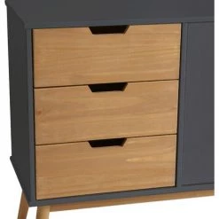 VS VENTA-STOCK BUFFET JAVA 2 PORTES ET 3 TIROIRS GRIS ANTHRACITE ET CIRE - GRIS ANTHRACITE ET CIRE -Buffet et enfilade Soldes 18187148 3