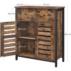 VASAGLE Meuble De Rangement, Placard, Armoire, Avec 1 Tiroir Et étagères, Portes à Persiennes, Pour Salon, Couloir, Cuisine, Bureau, Chambre, Style Industriel, Marron Rustique Par SONGMICS LSC86BX - Marron Rustique -Buffet et enfilade Soldes 18383583 5