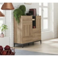 MEUBLETMOI Armoirette Avec Porte En Bois Gris Et Beige - VALENTINA - Bois 6 MEUBLETMOI Armoirette Avec Porte En Bois Gris Et Beige - VALENTINA - Bois -Buffet et enfilade Soldes 18393018 3
