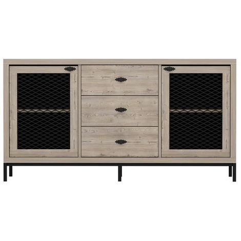 HOMEMANIA Meuble De Rangement Multi-usages Zeus - Avec Portes, Etageres, Tiroirs - Pour Salon, Entree - Noir En Bois, 150 X 45 X 79 Cm 5 HOMEMANIA Meuble De Rangement Multi-usages Zeus - Avec Portes, Etageres, Tiroirs - Pour Salon, Entree - Noir En Bois, 150 X 45 X 79 Cm – Image 5