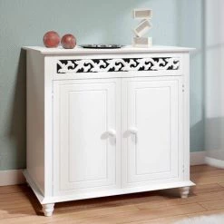 CASARIA Commode En Bois JERSEY Blanche Buffet Blanc Dressoir Style Intérieur Séjour 76cmx65cmx35cm -Buffet et enfilade Soldes 18476251 2