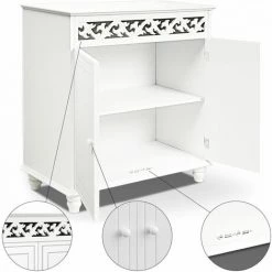 CASARIA Commode En Bois JERSEY Blanche Buffet Blanc Dressoir Style Intérieur Séjour 76cmx65cmx35cm -Buffet et enfilade Soldes 18476251 3