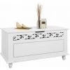 CASARIA Commode Rangement Ou Coffre Jersey Avec Couvercle Rabattable - Blanc Antique Coffre Jersey