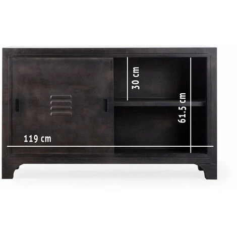 MADE IN MEUBLES Petit Buffet En Métal Java Java - Noir 2 MADE IN MEUBLES Petit Buffet En Métal Java Java - Noir – Image 2