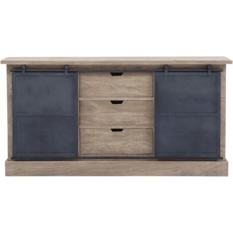 MADE IN MEUBLES Buffet En Bois De Manguier Brossé Et Métal Gris Helsinki - Marron 1 MADE IN MEUBLES Buffet En Bois De Manguier Brossé Et Métal Gris Helsinki - Marron