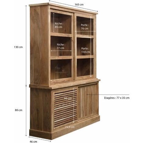 MADE IN MEUBLES Vaisselier En Bois D'acacia Salta - Marron 2 MADE IN MEUBLES Vaisselier En Bois D'acacia Salta - Marron – Image 2