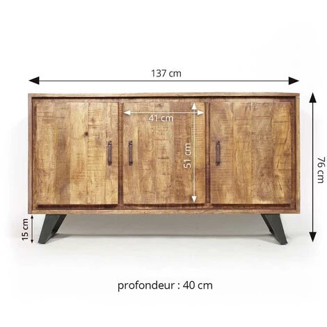 MADE IN MEUBLES Buffet En Bois De Manguier Colline - Marron 3 MADE IN MEUBLES Buffet En Bois De Manguier Colline - Marron – Image 3