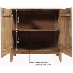 MADE IN MEUBLES Petit Buffet Carré En Bois Massif Eloi - Marron -Buffet et enfilade Soldes 18478771 2