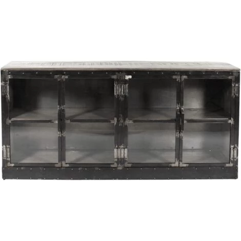 MADE IN MEUBLES Buffet Vitrine En Bois De Manguier Et Métal Grey - Gris 1 MADE IN MEUBLES Buffet Vitrine En Bois De Manguier Et Métal Grey - Gris