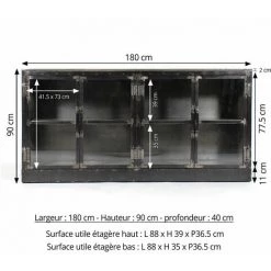 MADE IN MEUBLES Buffet Vitrine En Bois De Manguier Et Métal Grey - Gris 6 MADE IN MEUBLES Buffet Vitrine En Bois De Manguier Et Métal Grey - Gris -Buffet et enfilade Soldes 18478966 3