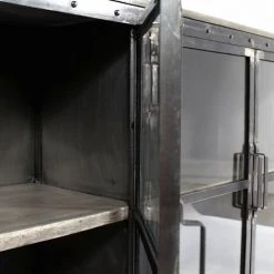 MADE IN MEUBLES Buffet Vitrine En Bois De Manguier Et Métal Grey - Gris 7 MADE IN MEUBLES Buffet Vitrine En Bois De Manguier Et Métal Grey - Gris -Buffet et enfilade Soldes 18478966 4