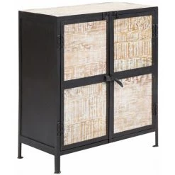 MADE IN MEUBLES Petit Buffet Carré En Bois Et Métal White -Buffet et enfilade Soldes 18479369 3