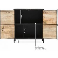 MADE IN MEUBLES Petit Buffet Carré En Bois Et Métal White -Buffet et enfilade Soldes 18479369 4