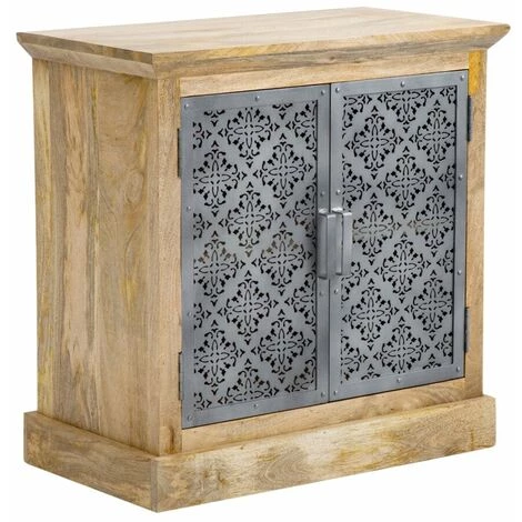 MADE IN MEUBLES Petit Buffet En Bois De Manguier Sahara - Gris 2 MADE IN MEUBLES Petit Buffet En Bois De Manguier Sahara - Gris – Image 2