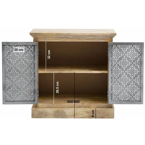 MADE IN MEUBLES Petit Buffet En Bois De Manguier Sahara - Gris 3 MADE IN MEUBLES Petit Buffet En Bois De Manguier Sahara - Gris – Image 3