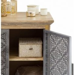 MADE IN MEUBLES Petit Buffet En Bois De Manguier Sahara - Gris 7 MADE IN MEUBLES Petit Buffet En Bois De Manguier Sahara - Gris -Buffet et enfilade Soldes 18479420 4