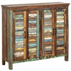 MADE IN MEUBLES Petit Buffet à Lattes En Bois Coloré Ethnik - Multicolore -Buffet et enfilade Soldes 18479660 2