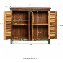 MADE IN MEUBLES Petit Buffet à Lattes En Bois Coloré Ethnik - Multicolore -Buffet et enfilade Soldes 18479660 3