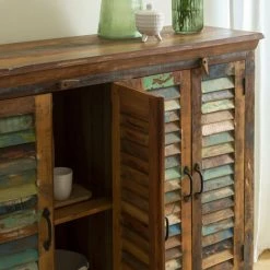 MADE IN MEUBLES Petit Buffet à Lattes En Bois Coloré Ethnik - Multicolore -Buffet et enfilade Soldes 18479660 4