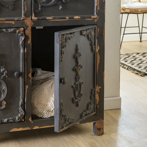 MADE IN MEUBLES Buffet En Pin Massif Brossé Bastille 4 MADE IN MEUBLES Buffet En Pin Massif Brossé Bastille – Image 4