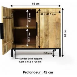 MADE IN MEUBLES Petit Buffet En Bois De Manguier Pia - Noir -Buffet et enfilade Soldes 18480019 3