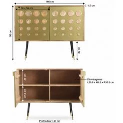 MADE IN MEUBLES Petit Buffet En Bois De Manguier Cactus - Doré -Buffet et enfilade Soldes 18480038 4