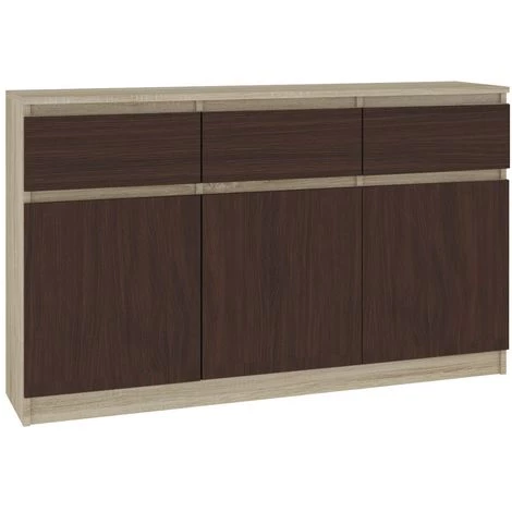 HUCOCO GRACE - Buffet Enfilade Moderne Salon/séjour 3 Tiroirs /3 Portes - 138x99x40 Cm - Commode Contemporaine - Meuble De Rangement - Beige 1 HUCOCO GRACE - Buffet Enfilade Moderne Salon/séjour 3 Tiroirs /3 Portes - 138x99x40 Cm - Commode Contemporaine - Meuble De Rangement - Beige