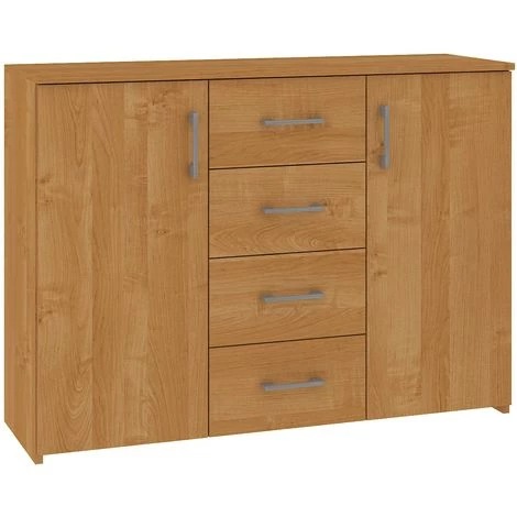 HUCOCO ELTON - Commode Buffet Style Moderne Salon Séjour Chambre - 110x80x35 Cm 4 Tiroirs 2 Portes - Meuble De Rangement Enfilade - Marron 1 HUCOCO ELTON - Commode Buffet Style Moderne Salon Séjour Chambre - 110x80x35 Cm 4 Tiroirs 2 Portes - Meuble De Rangement Enfilade - Marron