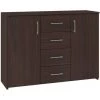 HUCOCO ELTON - Commode Buffet Moderne Salon Séjour Chambre - 110x80x35cm 4 Tiroirs 2 Portes - Meuble De Rangement Enfilade - Marron