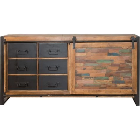 MADE IN MEUBLES Buffet Industriel à Porte Coulissante Ethnik - Multicolore 1 MADE IN MEUBLES Buffet Industriel à Porte Coulissante Ethnik - Multicolore