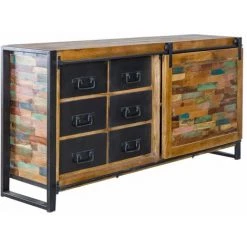 MADE IN MEUBLES Buffet Industriel à Porte Coulissante Ethnik - Multicolore 5 MADE IN MEUBLES Buffet Industriel à Porte Coulissante Ethnik - Multicolore -Buffet et enfilade Soldes 18540883 2