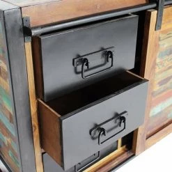 MADE IN MEUBLES Buffet Industriel à Porte Coulissante Ethnik - Multicolore 7 MADE IN MEUBLES Buffet Industriel à Porte Coulissante Ethnik - Multicolore -Buffet et enfilade Soldes 18540883 4