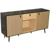 URBAN LIVING Buffet Contemporain Effet Bois Chelsea - 150 X 39 X 78 - Noir