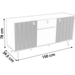 URBAN LIVING Buffet Contemporain Effet Bois Chelsea - 150 X 39 X 78 - Noir -Buffet et enfilade Soldes 18610904 2