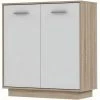 AUTRES PILVI Meuble De Rangement 2 Portes - Blanc Et Chene Sonoma - L 82,9 X P 34,2 X H 88,1 Cm