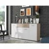 AUTRES PILVI Buffet Bas 4 Portes 4 Tiroirs - Blanc Et Chene Sonoma - L 162,3 X P 34,2 X H 88,1 Cm